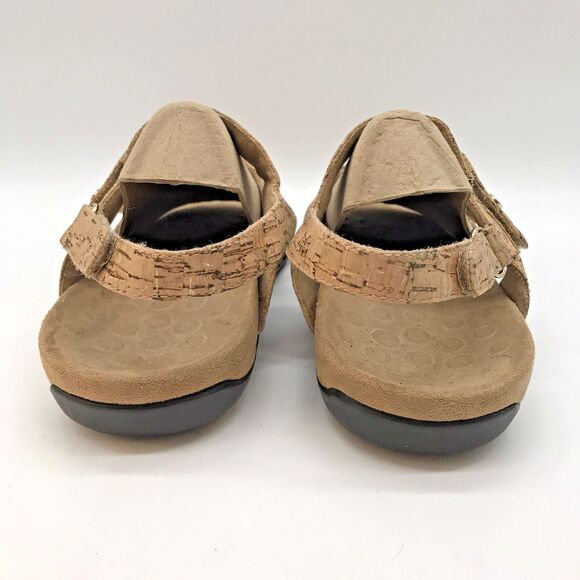 Vionic Paros Cork Sandals Women's 9 Brown Leather Hook & Loop Slingback Shoes - Picture 4 of 10